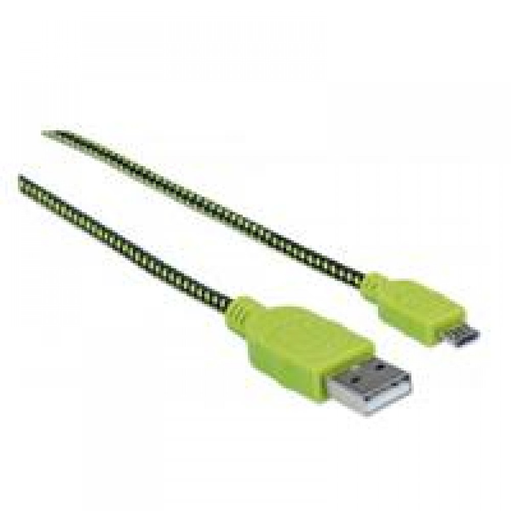 CABLE USB V2 A-MICRO B, BOLSA TEXTIL 1.8M VERDE/NEGRO MANHATTAN