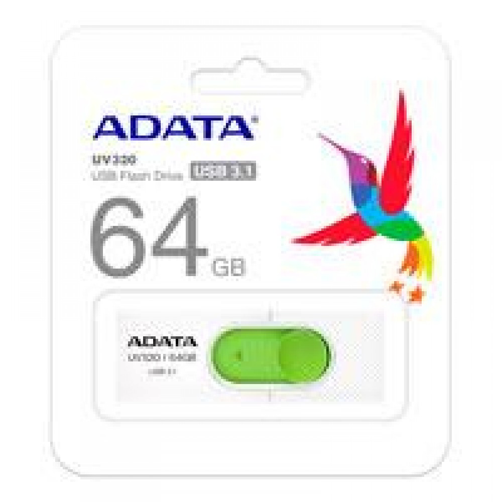 MEMORIA ADATA 64GB USB 3.2 UV320 RETRACTIL BLANCO-VERDE