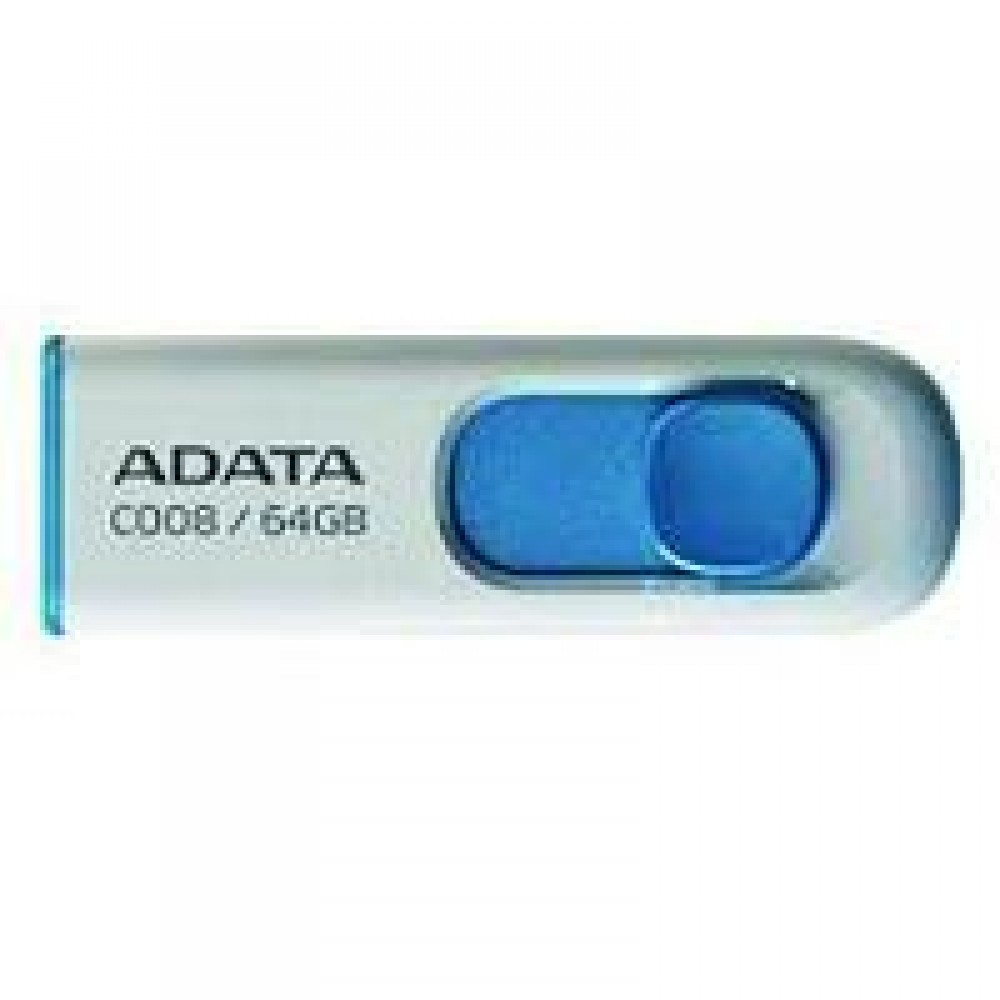 MEMORIA ADATA 64GB USB 2.0 C008 RETRACTIL BLANCO-AZUL