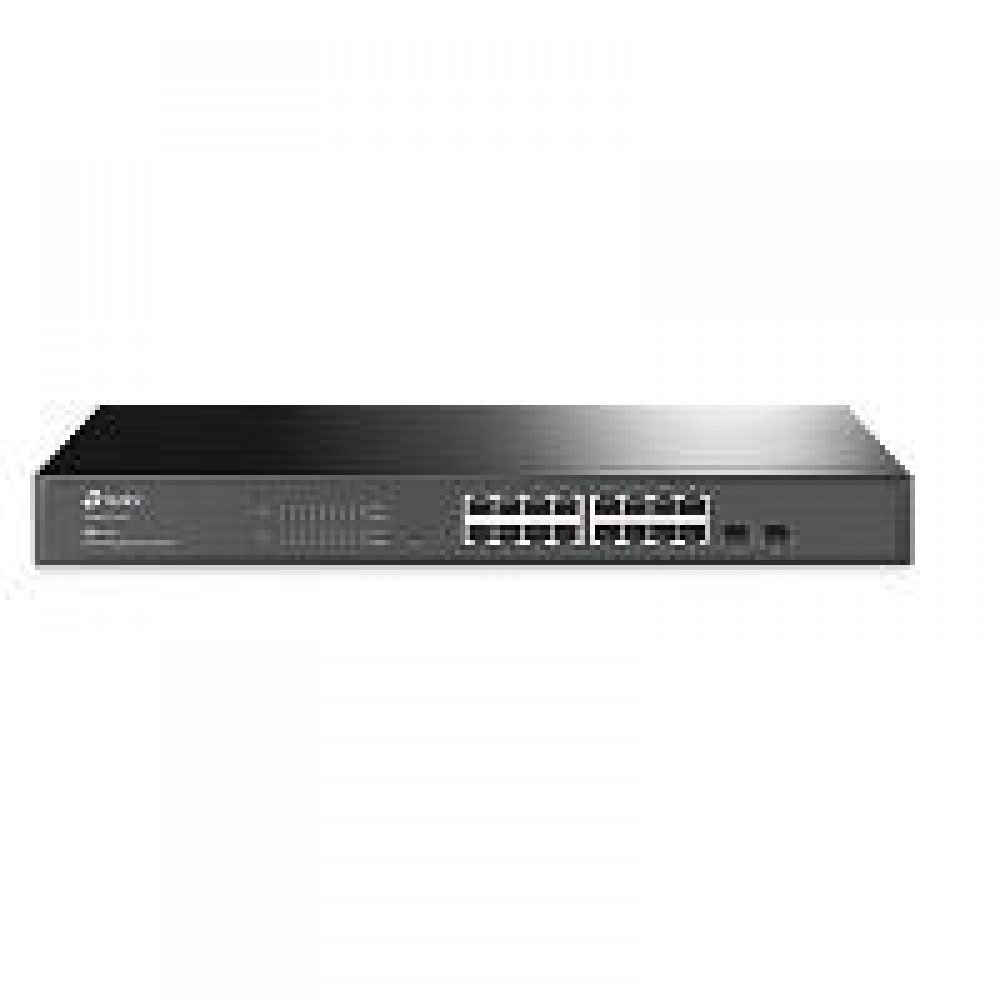 SWITCH INTELIGENTE TP-LINK T1600G-18TS (TL-SG2216) 16 PUERTOS RJ45 GIGABIT 10/100/1000MBPS ADMINISTRABLE CON 2 RANURAS SFP GIGABIT L2 JETSTREAM