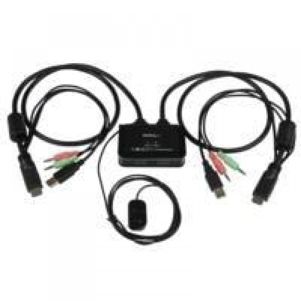 CONMUTADOR SWITCH KVM 2 PUERTOS HDMI® USB AUDIO MINI JACK CON CABLES INTEGRADOS SIN ALIMENTACIóN EXTERNA - 1080P - STARTECH.COM MOD. SV211HDUA