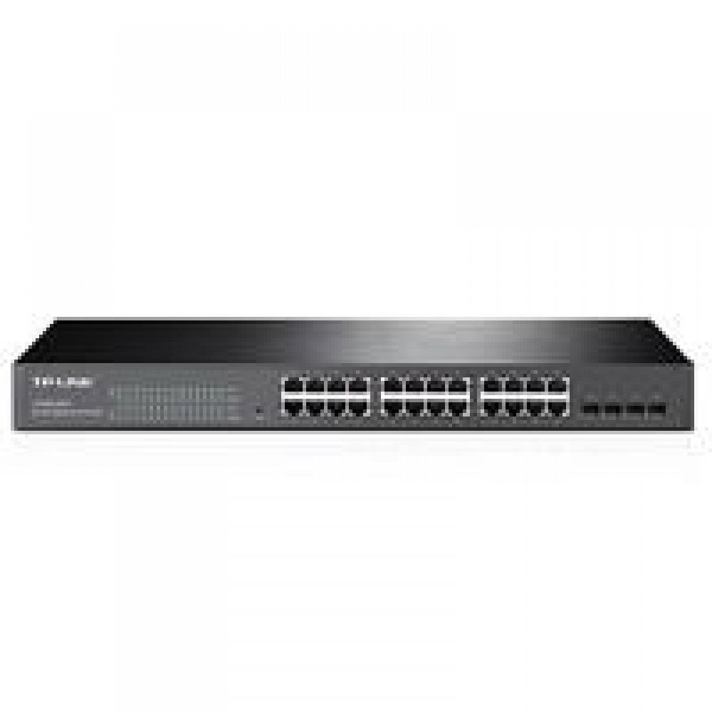 SWITCH INTELIGENTE TP-LINK T1600G-28TS (TL-SG2424) 24 PUERTOS RJ45 GIGABIT 10/100/1000MBPS ADMINISTRABLE CON 4 RANURAS SFP GIGABIT L2 JETSTREAM